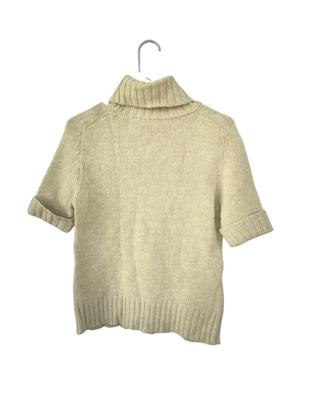 Escada Cashmere Wool Blend Short Sleeve Turtleneck Sweater - Size 36 - Green